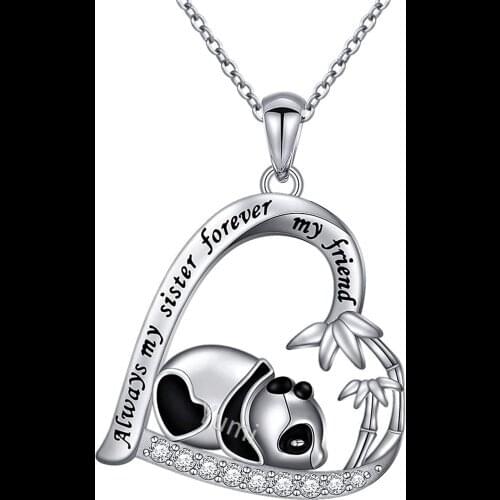 2021 Fashion Panda Pendant Necklace Heart Shape Jewelry for Mother Child Gift for Newborns Charm Chain Chokers for Family Love