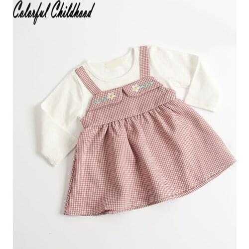 Baby girls dress autumn pink white plaid long sleeve tutu dress infant newborn body clothes bebe vestidos 0-24m