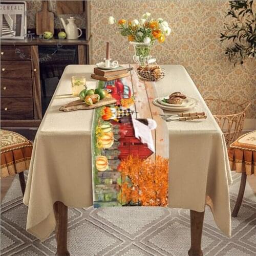 Fall Table Runners 70-120 Inch Long, Burlap Table Runner Fall Pumpkin Table Decor, Give Thanks Table Runner for Thanksgiving Day