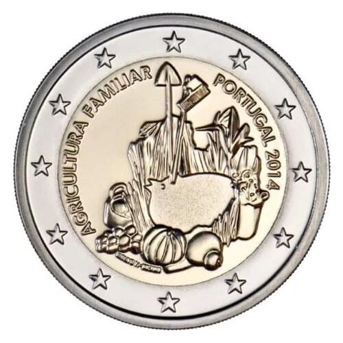 Portugal 2014 International Family Farming Year 2 Euros Unc 100% Real Original Coins Currency Coins Unc