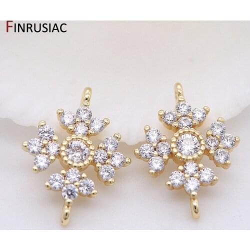 Supplies For Jewelry 4 types Zircon Snowflake Charms Connectors For Jewellery Making DIY Earrings Bracelets Fittings
