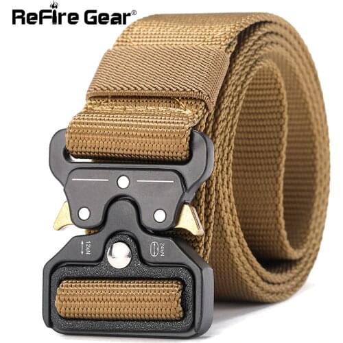 ReFire Gear Military Equipment Quick Release Army Belt Men Heavy Duty Combat Tactical Belt Casual Durable Nylon Strap Waist Belt