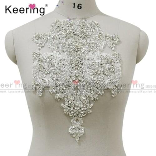 Luxury shinestone 3D silver rhinestone applique for wedding dress WDP-292