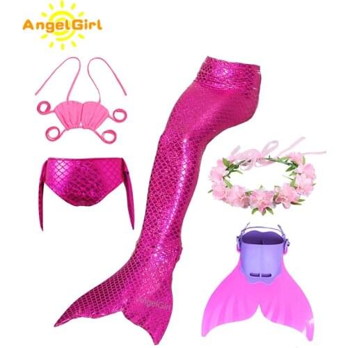 Girls Mermaid tail With Fins Monofin Flipper Costumes mermaid swimming tails for Kids Girls Cosplay Bikini Wear Swimsuits