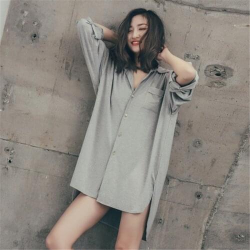 Shirt skirt new Modal nightdress large size loose casual ladies Sleepwear summer home service pink blue gray ночная рубашка