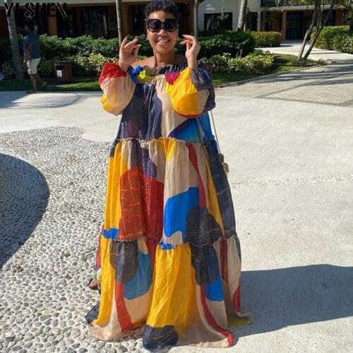 S-5XL Print African Dresses for Women Vetement Femme 2021 Summer Dashiki Long Maxi Dress African Clothes Africa Fashion for lady