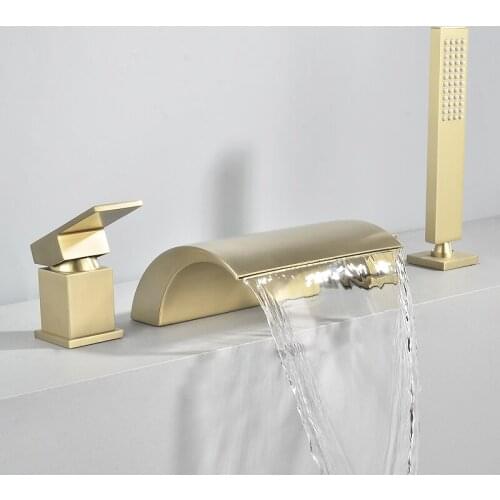 Bathtub faucet black tub mixer faucet body divided bathroom hot faucets and cold faucet mixer waterfall