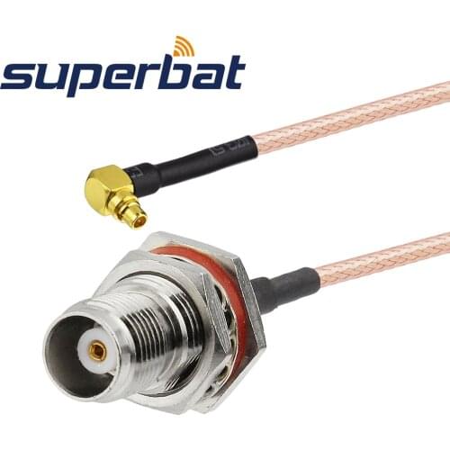Superbat TNC Jack Bulkhead to MMCX Male Plug Right Angle Pigtail Cable