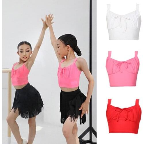 Sling Latin Dance Practice Clothes Children 'S Halter Training Tops Summer Latin Dance Tops For Girls Performance Dress DQS7146