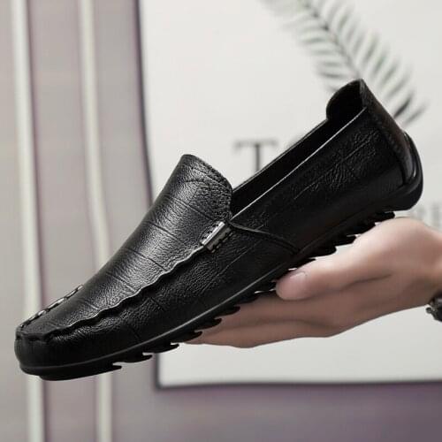 Comfortable Genuine Leather Men Casual Shoes Slip On Lazy Loafers Spring Autumn Man Soft Light Footwear Flats Shoes 2021 New