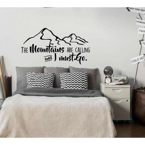 Inspirational Wall Stickers Adventure Vinyl Quote The Mountains Are Calling And I Must Go Adhesive Home DIY Art Mural SYY156