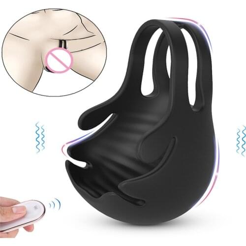 Testicle Vibrator for Men Penis Massager Ring Dildo Sex Toys for Men Chastity Belt Wireless Remote Control Male Prostate Massage