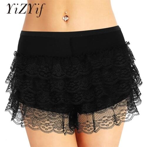 YiZYiF women boxer underwear tight shorts Solid Color Under Skirt Dresses Protective Layered Lace Stretchy Pettipants Underpants
