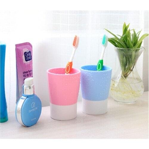 1PC lovers candy color wash gargle brushing cup plastic toothbrush double color spell cup 200ML OK 0074