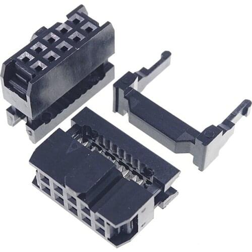 10 Pcs 0.100" 2.54mm 10 Pin dual Row IDC Connector 2 rows 10 position Rectangular Female Socket Receptacle Ribbon Cable FC-10