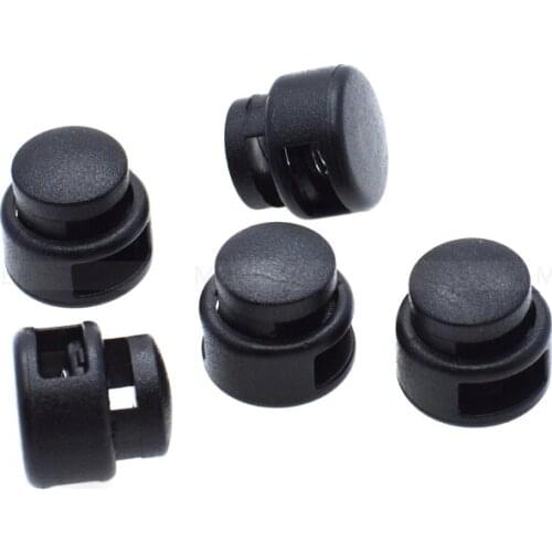 100pcs/pack Cord Lock Toggle Clip Stopper Plastic Cord Buckle Black For Paracord Backpack accessories Size:14mm*14mm