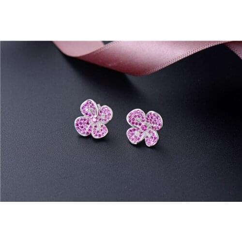 2019 Design New Beautiful Sterling Zirconia Silver Jewelry Flower Womens Earrings