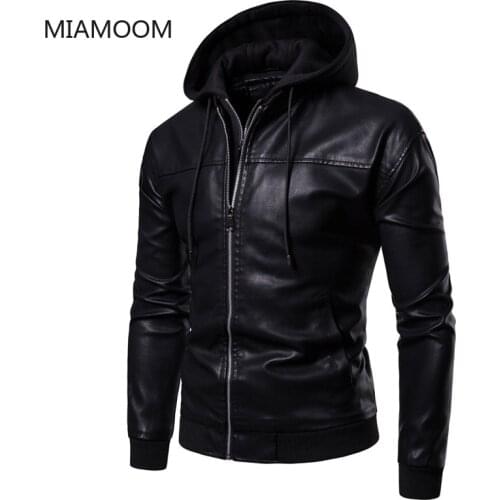 Men Leather Jackets Coats New Arrival PU Hooded Leather Jacket for Men Disassembled Fake Two Zipper Leather Jackets Men
