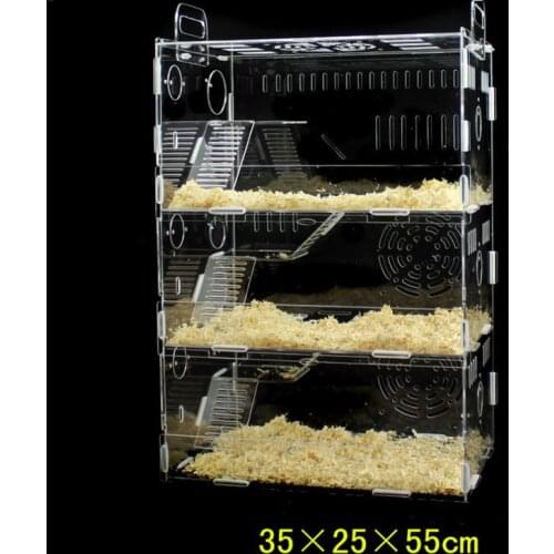 3 Storey Luxury Crystal Hamster Cage Castle House Small Animal Cages Transparent Cages (35*25*55cm)