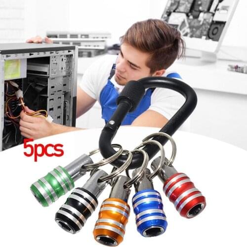 5pcs Screwdriver Bit Magnetic Steel Ring Hex Shank Quick Set Drill Extension Holder Keychain Socket Release Rod R6E8