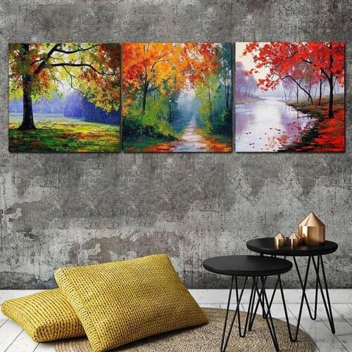 5D DIY Diamond Painting 3 Piece colorful tree Full Square Round Triptych Diamond embroidery Cross stitch Diamond crystal picture