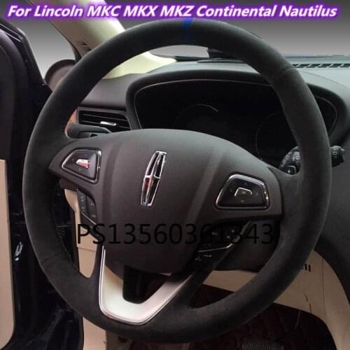 Suitable for Lincoln MKC MKX MKZ Aviator Continental Nautilus Navigator Corsair hand-stitched leather suede steering wheel cover