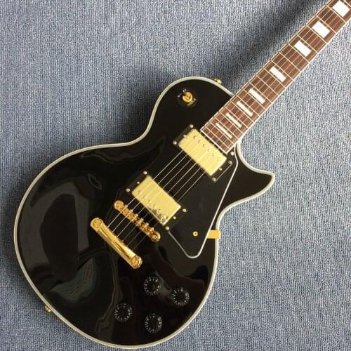 Black Electric guitar, Rosewood fingerboard, Gold hardware, Solid mahogany body electric guitar, Free shipping