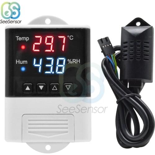 220V LED Digital Temperature Humidity Controller Thermostat Humidistat Thermometer Hygrometer Fridge Incubator Control Switch
