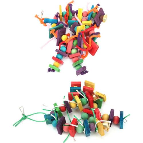 Pet Bed Wood Bed Parakeet Chewing Toy Multicolored Natural Wooden Blocks Toy for Macaws Pet Birds Pet Rabbit Hamster House Bed