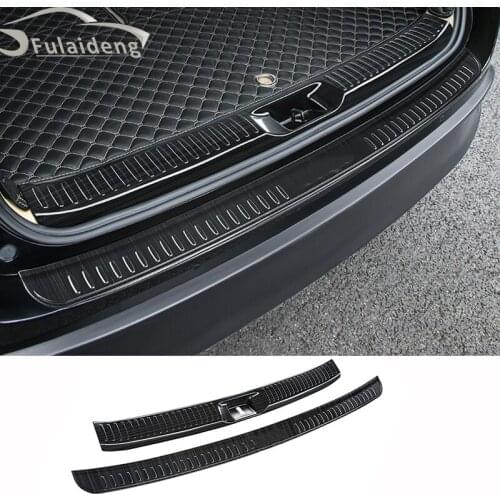 For Toyota Highlander 2014-2019 Black titanium external&internal Rear Bumper Protector Sill plate cover trim Car styling