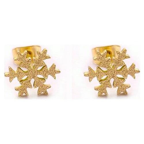 Fashion Frosted Snowflakes Stud Earrings Jewelry Titanium Stainless Steel Earrings For Women Christmas Gift E17010