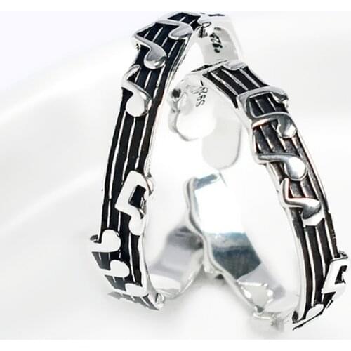 Lovers Ring Fashion Design Music Staff Notes Ring Opening Ring Personality Mens and Womens Bar Hip Hop Party Jewelry