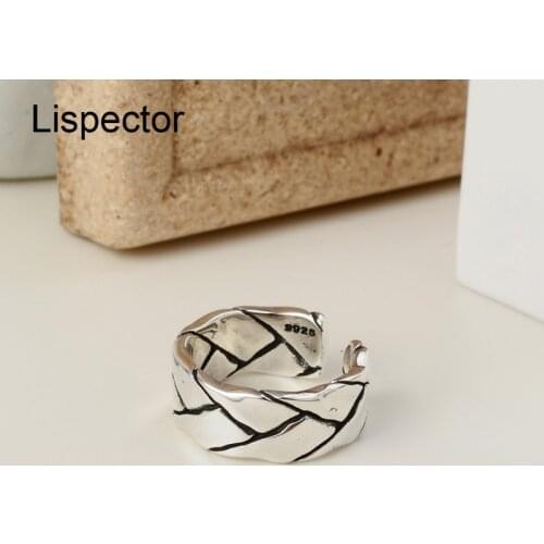 Lispector 925 Sterling Silver Retro Irregular Crack Rings for Women Vintage Crevice Party Matching Casual Female Jewelry Gifts