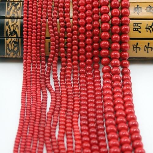 1strand/lot Simulated Red Coral Beads Round Loose Beads 4mm 6mm 8mm 10mm For DIY Bracelet Necklace Jewelry Making Free Shipping
