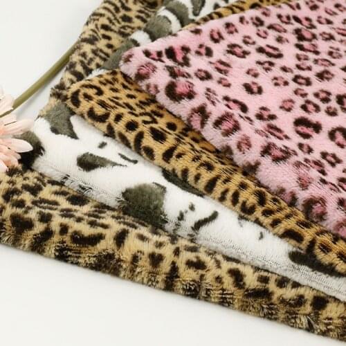 Leopard print PV fleece color printing PP fleece plush fabric sofa bag Pillow DIY Leopard print Clothing jacket Handmade Sewing