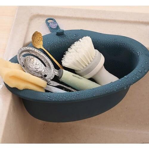 Multifunctional Corner Sink Drain Kitchen Leaking Basket Triangular Kitchen Waste Sink Side Shelf Kitchen Bathroom Storage Tools