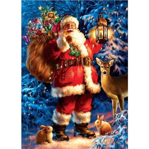 New Full Area Highlight Diamond Needlework Diy Diamond Painting Kit Diamond Cross Stitch Santa Claus and Deer Embroidery #BR22