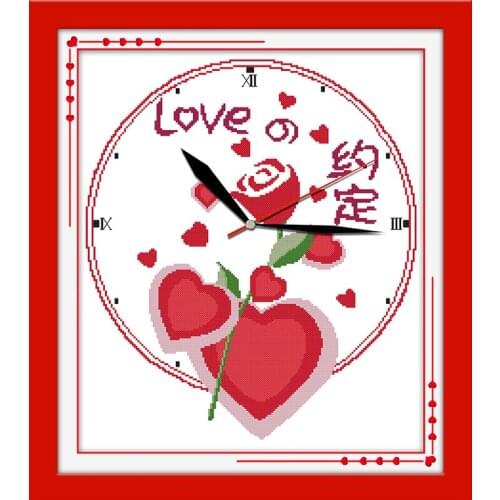 Rose promise cross stitch kit 14ct 11ct count print canvas wall clock stitching embroidery DIY handmade needlework