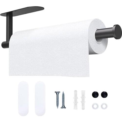 Wall-Mounted Paper Towel Rack Under Cabinet-Self-Adhesive or Drilling, Kitchen Towel Rack Is Suitable for Kitchen