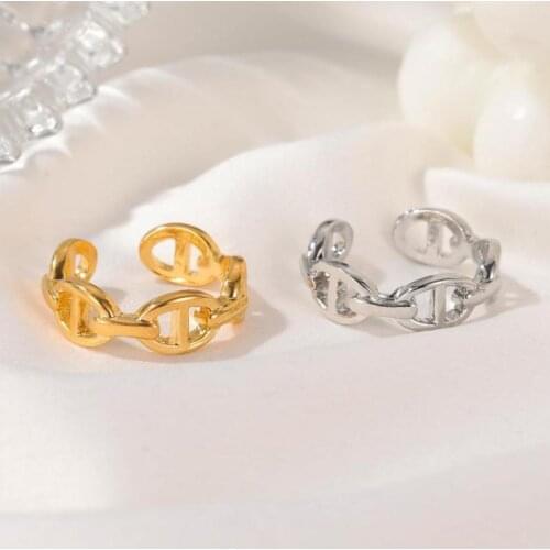 New Chain-shape Ring Geometric Index Finger Rings For Women Jewelry Simple Resizable Pinky Ring Anel Anillos Aneis Bague Anelli