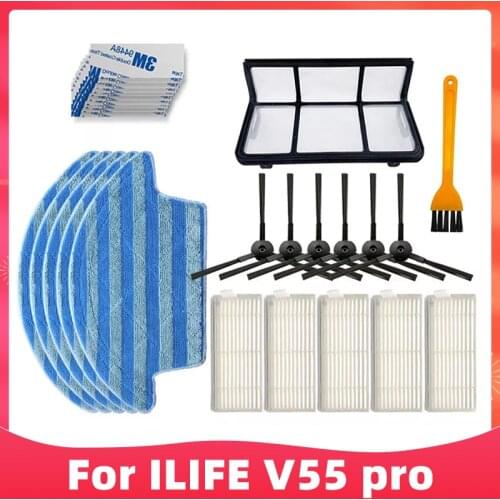 Primary Filter Side Brush Mop Rag Magic Tape Hepa Filter For Chuwi ilife V55 Pro Robot Vacuum Cleaner Replacement Spare Parts
