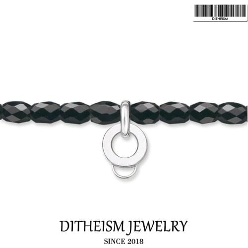 Charm Strand Necklace Black Crystal, 2018 New Fashion 925 Sterling Silver Jewelry Trendy Gift For Lady Women Girls