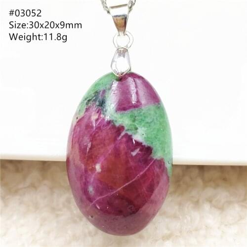 Natural Ruby Zoisite Tumbled Necklace Pendant Jewelry Gemstone Women Man Crystal Green Red 925 Sterling Silver Beads AAAAAA