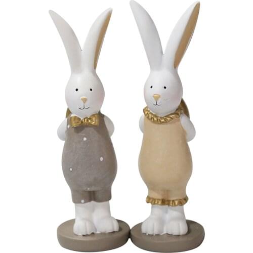 Easter Bunny Resin Crafts Innovative Home Office Desktop Decoration Miniature Fairy Garden Decoration White Rabbit Figurine