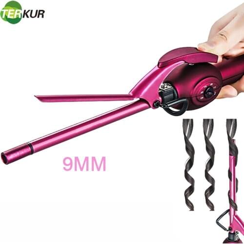 Hair Curler 9mm Ceramic Curling Iron Wand for Men/Women Short/Long Hair Small Barrel Hair Crimper Iron with 6 Temp Adjustment