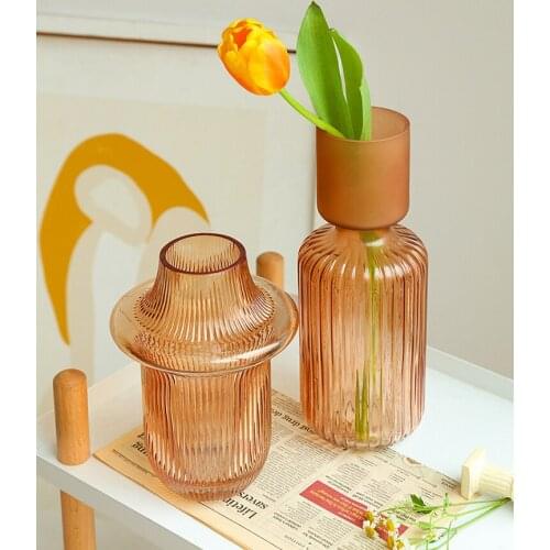 Transparent Glass Vase Home Living Room Desktop Flower Arrangement Vase Green Plants Succulents Flower Pot Potted Ornaments