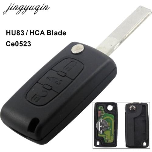 Jingyuqin Remtekey CE0523 Flip remote car key 3 button middle trunk for Citroen key ASK 433 mhz ID46 - PCF7941 VA2 HU83/HCA
