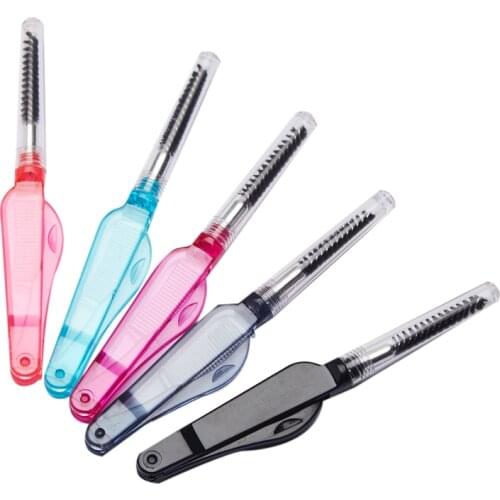 Double Head Foldable stainless steel comb eyelash brush Eyelash Eyebrow Extension comb Makeup Mascara brush Cosmetic Tools TSLM1