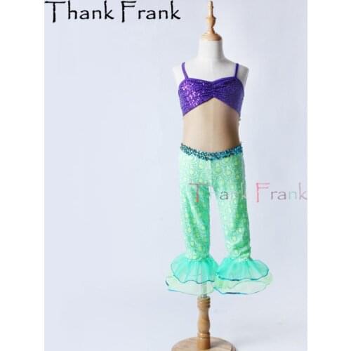 Mermaid Camisole Sequin Jazz Dance Costume With An Attached Flared Pants Modern Dancewear C202