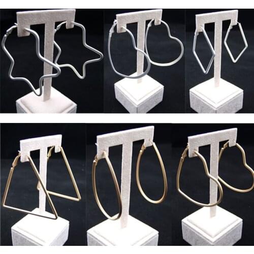 Hgflyxu Matte Gold silver color 6cm Irregular Hoop Earrings Big Size for women Girl Earing Party Fashion jewelry